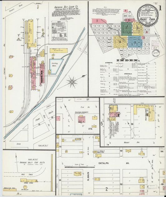 Sanborn Fire Insurance Map from Rocky Ford, Otero County, Colorado (1901), Sheet #0001 - Complete Map Set gallery image, historic Sanborn map, vintage wall art, Colorado Colorado