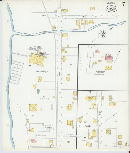 Sanborn Fire Insurance Map from Ripley, Brown County, Ohio (1904), Sheet #0007 - Historic Sanborn Fire Insurance Map Print, vintage old map wall art, antique decor, genealogy gift, Ohio Ohio map