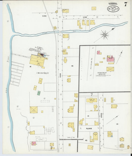 Sanborn Fire Insurance Map from Ripley, Brown County, Ohio (1904), Sheet #0007 - Historic Sanborn Fire Insurance Map Print, vintage old map wall art, antique decor, genealogy gift, Ohio Ohio map