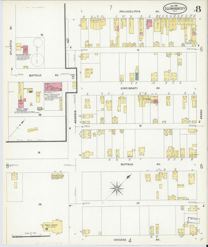 Sanborn Fire Insurance Map from Egg Harbor City, Atlantic County, New Jersey (1908), Sheet #0008 - Complete Map Set gallery image, historic Sanborn map, vintage wall art, New Jersey New Jersey