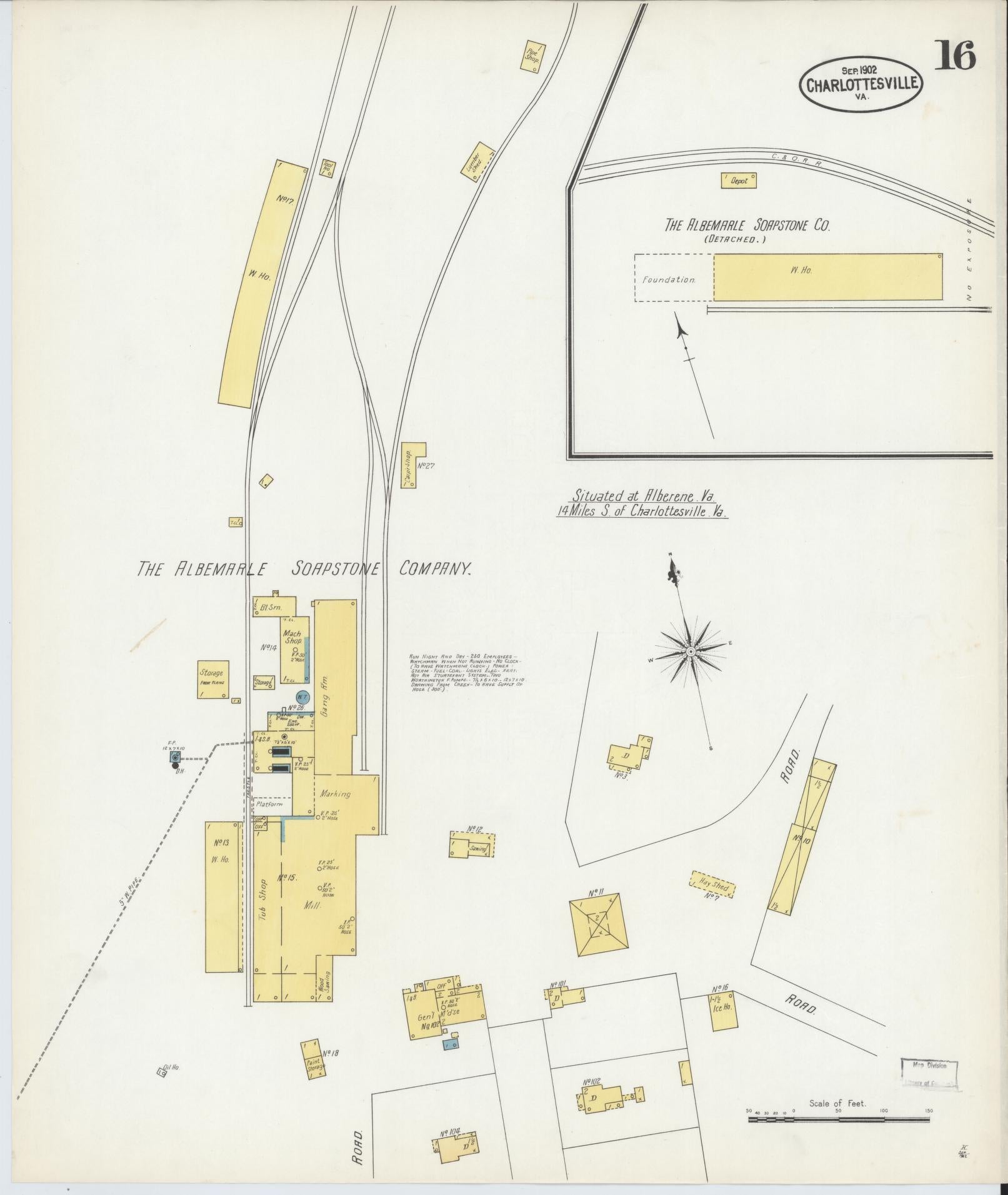 Sanborn Fire Insurance Map from Charlottesville, Independent Cities, Virginia (1902), Sheet #0016 - Complete Map Set gallery image, historic Sanborn map, vintage wall art, Virginia Virginia