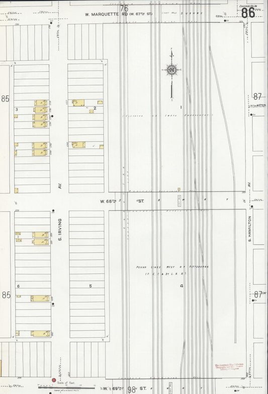 Sanborn Fire Insurance Map from Chicago, Cook County, Illinois (1920), Sheet #0086 - Historic Sanborn Fire Insurance Map Print, vintage old map wall art, antique decor, genealogy gift, Illinois Illinois map