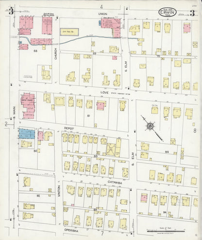 Sanborn Fire Insurance Map from Erwin, Unicoi County, Tennessee (1925), Sheet #0003 - Complete Map Set gallery image, historic Sanborn map, vintage wall art, Tennessee Tennessee