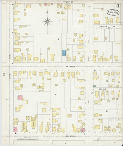 Sanborn Fire Insurance Map from Bristol, Bristol County, Rhode Island (1896), Sheet #0004 - Complete Map Set gallery image, historic Sanborn map, vintage wall art, Rhode Island Rhode Island