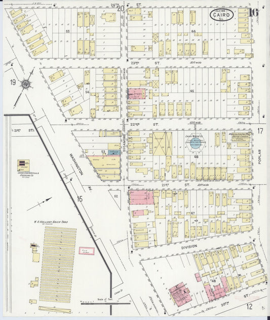 Sanborn Fire Insurance Map from Cairo, Alexander County, Illinois (1914), Sheet #0016 - Historic Sanborn Fire Insurance Map Print, vintage old map wall art, antique decor, genealogy gift, Illinois Illinois map