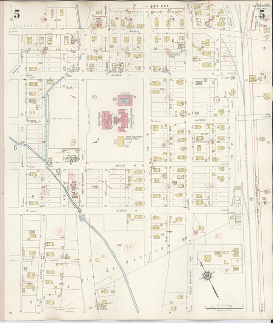Sanborn Fire Insurance Map from Silsbee, Hardin County, Texas (1942), Sheet #0005 - Historic Sanborn Fire Insurance Map Print, vintage old map wall art, antique decor, genealogy gift, Texas Texas map
