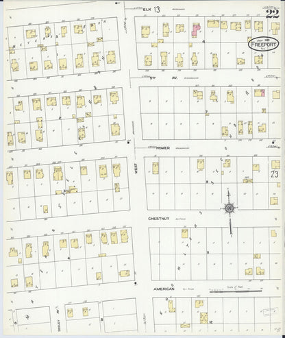 Sanborn Fire Insurance Map from Freeport, Stephenson County, Illinois (1910), Sheet #0022 - Complete Map Set gallery image, historic Sanborn map, vintage wall art, Illinois Illinois