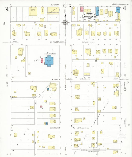 Sanborn Fire Insurance Map from Lincoln, Lincoln County, Kansas (1928), Sheet #0004 - Historic Sanborn Fire Insurance Map Print, vintage old map wall art, antique decor, genealogy gift, Kansas Kansas map