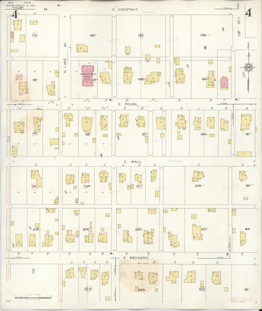 Sanborn Fire Insurance Map from Harrisonville, Cass County, Missouri (1939), Sheet #0004 - Historic Sanborn Fire Insurance Map Print, vintage old map wall art, antique decor, genealogy gift, Missouri Missouri map
