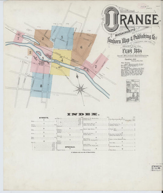 Sanborn Fire Insurance Map from Orange, Franklin County, Massachusetts (1889), Sheet #0001 - Complete Map Set gallery image, historic Sanborn map, vintage wall art, Massachusetts Massachusetts