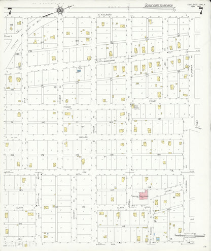 Sanborn Fire Insurance Map from Coalgate, Coal County, Oklahoma (1937), Sheet #0007 - Complete Map Set gallery image, historic Sanborn map, vintage wall art, Oklahoma Oklahoma