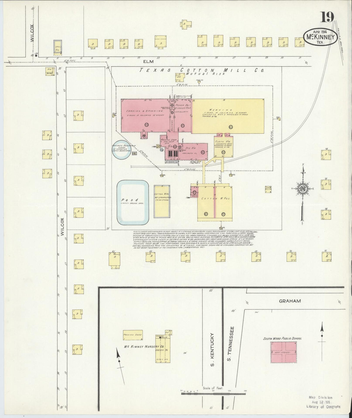 Sanborn Fire Insurance Map from McKinney, Collin County, Texas (1914), Sheet #0019 - Complete Map Set gallery image, historic Sanborn map, vintage wall art, Texas Texas
