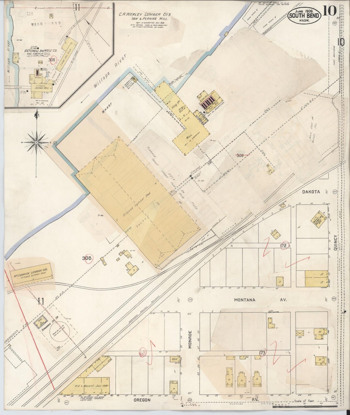 Sanborn Fire Insurance Map from South Bend, Pacific County, Washington (1929), Sheet #0012 - Complete Map Set gallery image, historic Sanborn map, vintage wall art, Washington Washington