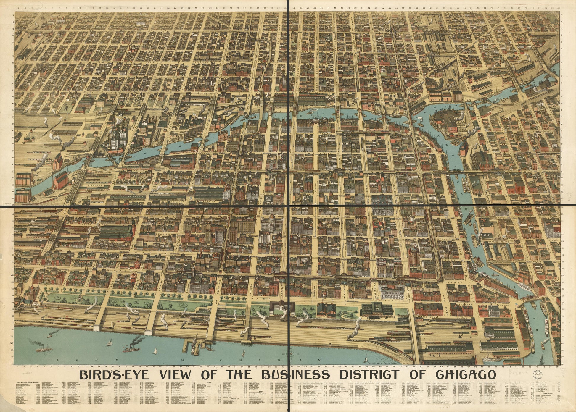 Bird's-eye-view of the business district of Chicago. (1898) – Historic Bird’s-Eye View Panorama Print