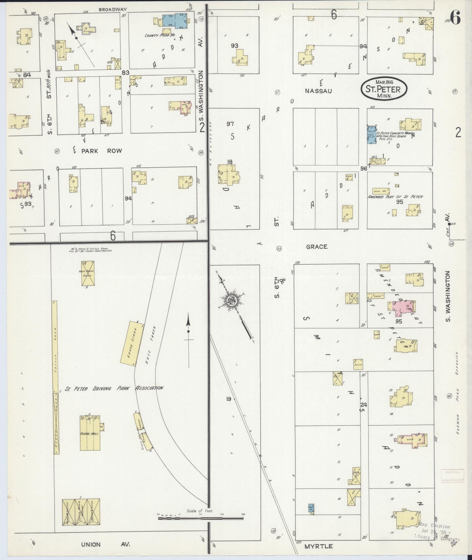 Sanborn Fire Insurance Map from Saint Peter, Nicollet County, Minnesota (1914), Sheet #0006 - Complete Map Set gallery image, historic Sanborn map, vintage wall art, Minnesota Minnesota
