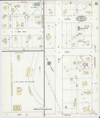 Sanborn Fire Insurance Map from Saint Peter, Nicollet County, Minnesota (1914), Sheet #0006 - Complete Map Set gallery image, historic Sanborn map, vintage wall art, Minnesota Minnesota