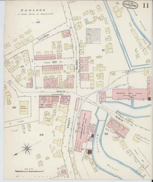 Sanborn Fire Insurance Map from Concord, Merrimack County, New Hampshire (1884), Sheet #0011 - Historic Sanborn Fire Insurance Map Print, vintage old map wall art, antique decor, genealogy gift, New Hampshire New Hampshire map