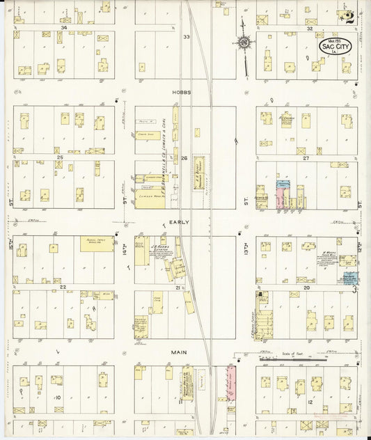 Sanborn Fire Insurance Map from Sac City, Sac County, Iowa (1915), Sheet #0002 - Historic Sanborn Fire Insurance Map Print, vintage old map wall art