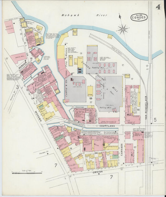 Sanborn Fire Insurance Map from Cohoes, Albany County, New York (1896), Sheet #0004 - Historic Sanborn Fire Insurance Map Print, vintage old map wall art, antique decor, genealogy gift, New York New York map