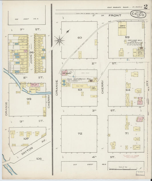 Sanborn Fire Insurance Map from Chico, Butte County, California (1886), Sheet #0002 - Historic Sanborn Fire Insurance Map Print, vintage old map wall art, antique decor, genealogy gift, California California map