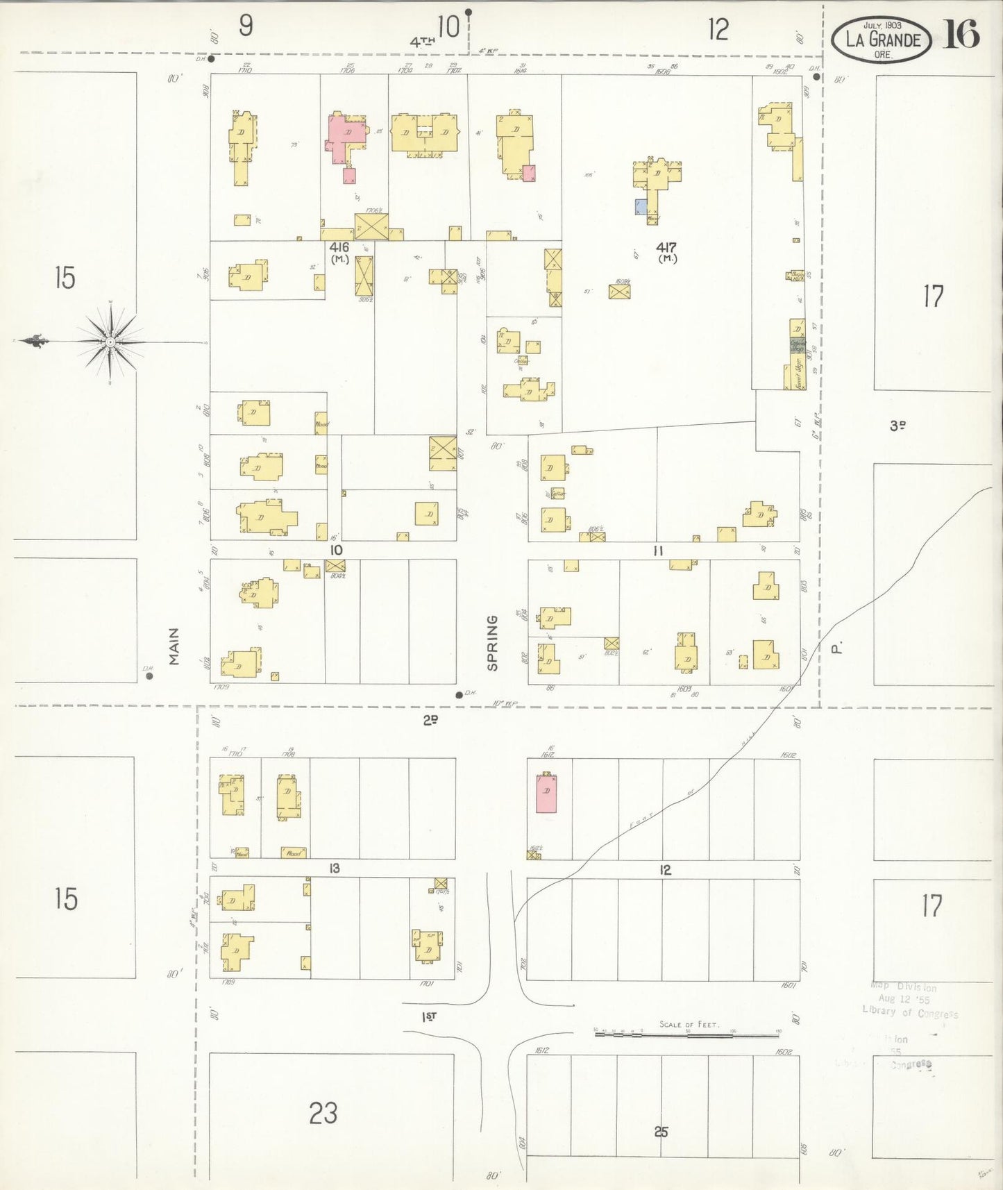 Sanborn Fire Insurance Map from La Grande, Union County, Oregon (1903), Sheet #0016 - Complete Map Set gallery image, historic Sanborn map, vintage wall art, Oregon Oregon