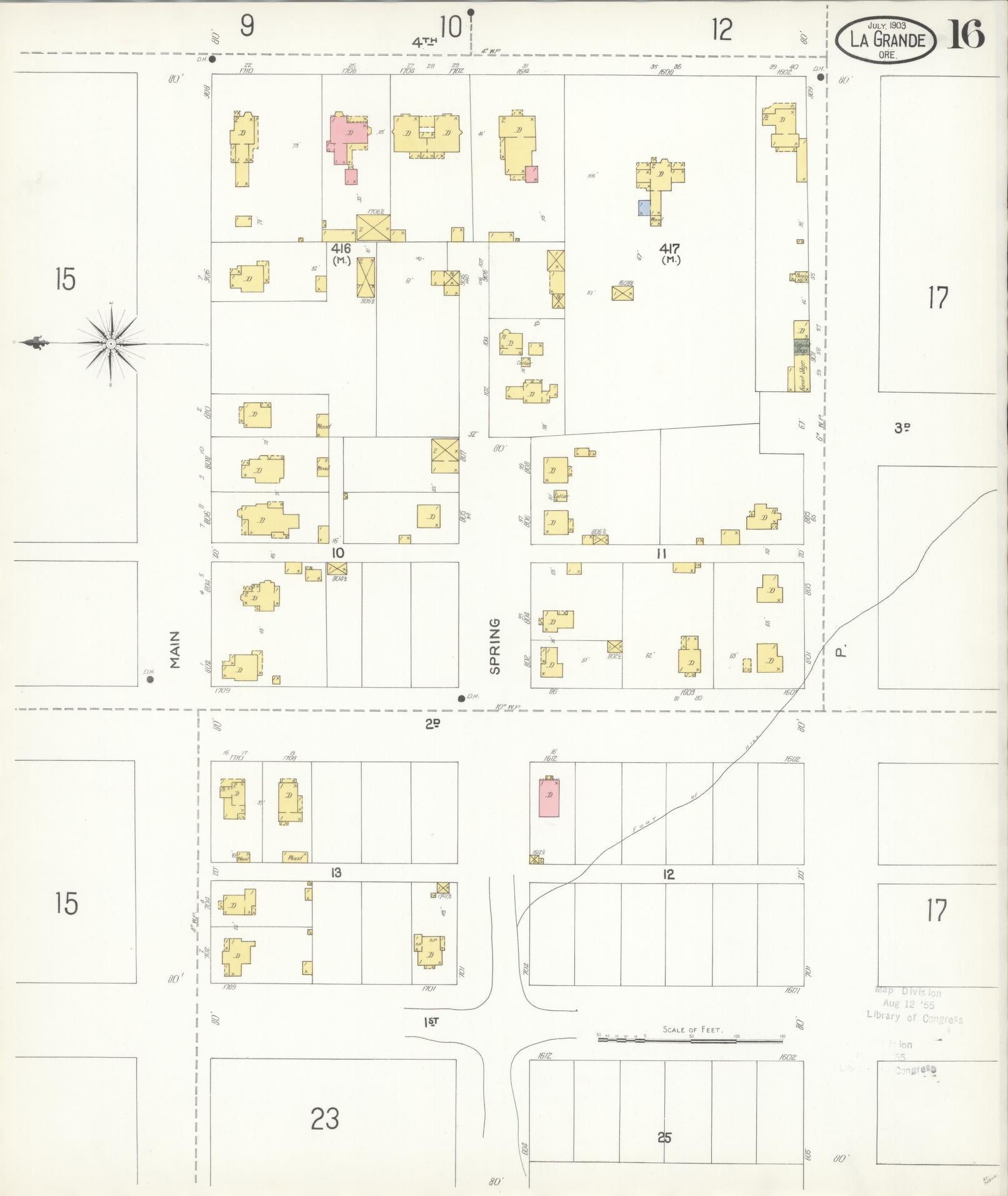 Sanborn Fire Insurance Map from La Grande, Union County, Oregon (1903), Sheet #0016 - Complete Map Set gallery image, historic Sanborn map, vintage wall art, Oregon Oregon