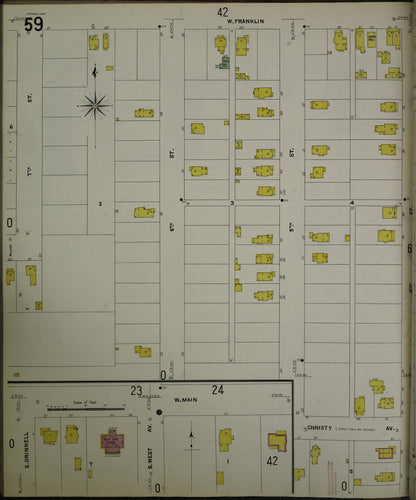 Sanborn Fire Insurance Map from Jackson, Jackson County, Michigan (1907), Sheet #0059 - Historic Sanborn Fire Insurance Map Print, vintage old map wall art, antique decor, genealogy gift, Michigan Michigan map