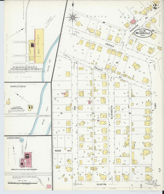Sanborn Fire Insurance Map from Nelsonville, Athens County, Ohio (1907), Sheet #0002 - Historic Sanborn Fire Insurance Map Print, vintage old map wall art, antique decor, genealogy gift, Ohio Ohio map