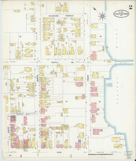 Sanborn Fire Insurance Map from Chestertown, Kent County, Maryland (1908), Sheet #0002 - Historic Sanborn Fire Insurance Map Print, vintage old map wall art, antique decor, genealogy gift, Maryland Maryland map