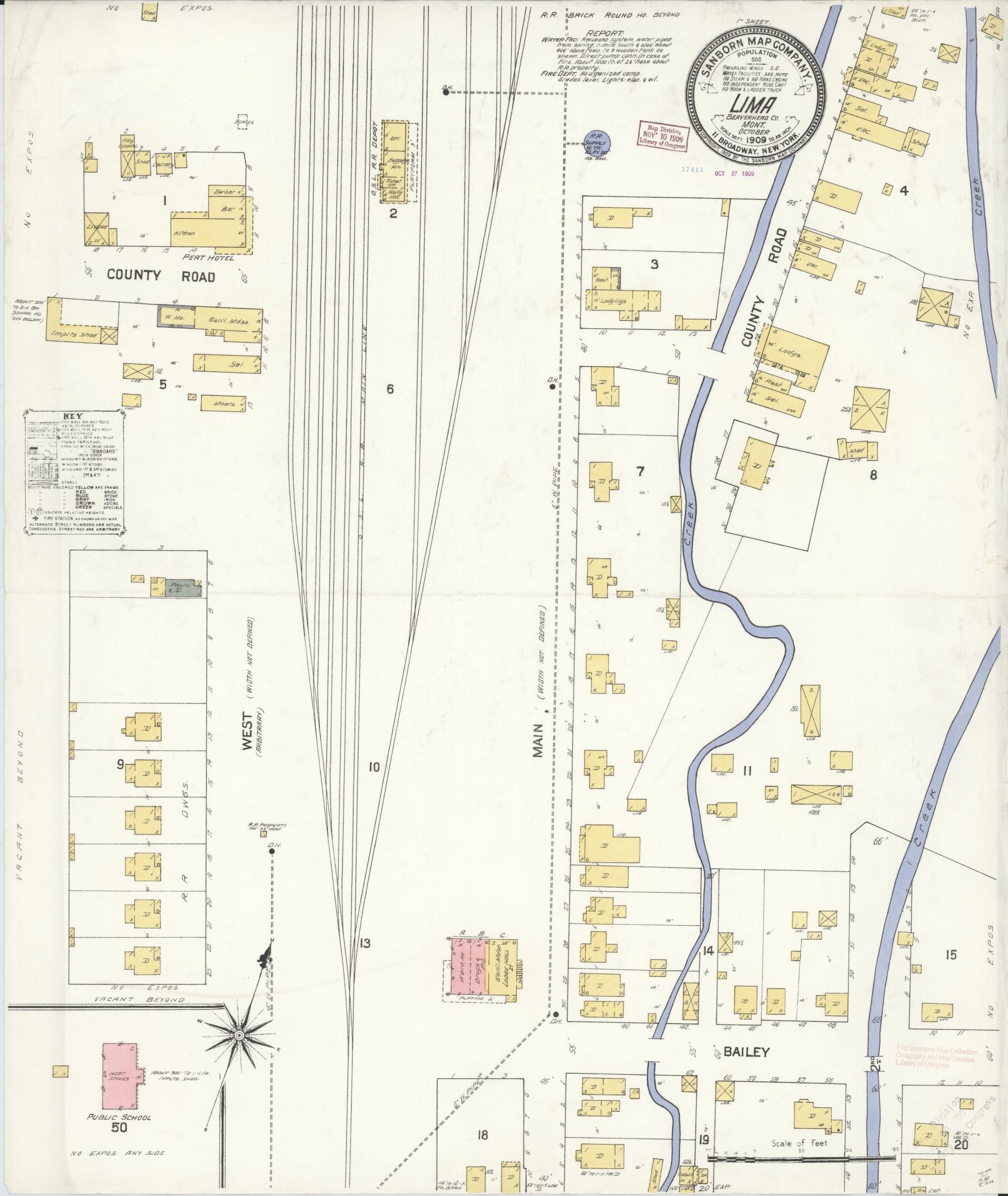 Sanborn Fire Insurance Map from Lima, Beaverhead County, Montana (1909), Sheet #0001 - Historic Sanborn Fire Insurance Map Print, vintage old map wall art, antique decor, genealogy gift, Montana Montana map