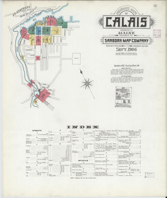 Sanborn Fire Insurance Map from Calais, Washington County, Maine. (1906) – Historic Sanborn Fire Insurance Map Print