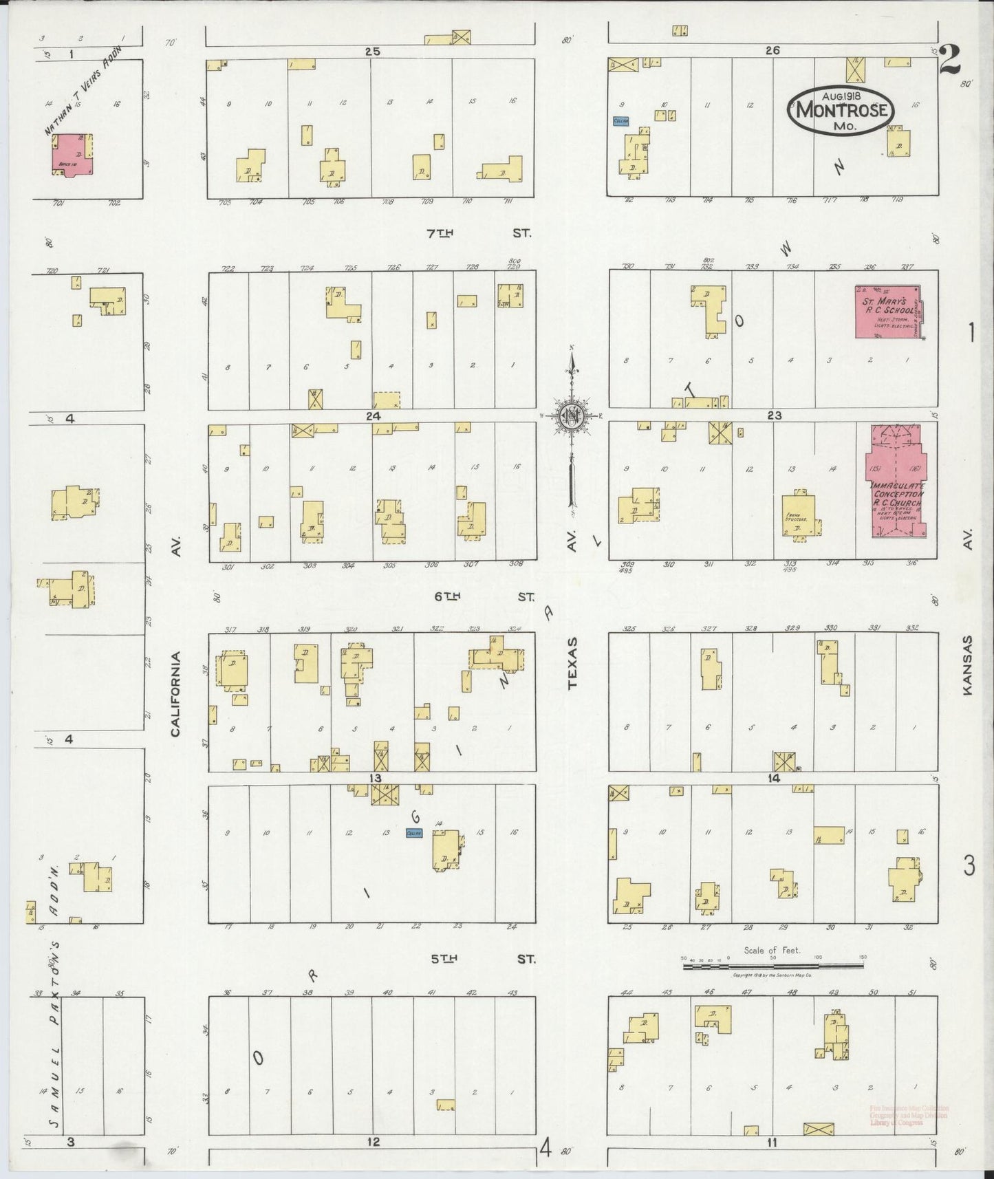 Sanborn Fire Insurance Map from Montrose, Henry County, Missouri (1918), Sheet #0002 - Historic Sanborn Fire Insurance Map Print, vintage old map wall art, antique decor, genealogy gift, Missouri Missouri map