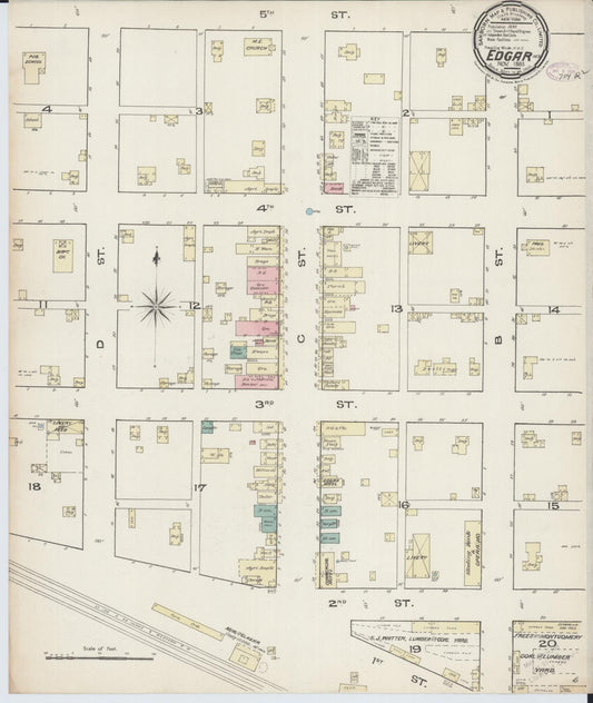 Sanborn Fire Insurance Map from Edgar, Clay County, Nebraska (1885), Sheet #0001 - Historic Sanborn Fire Insurance Map Print, vintage old map wall art, antique decor, genealogy gift, Nebraska Nebraska map