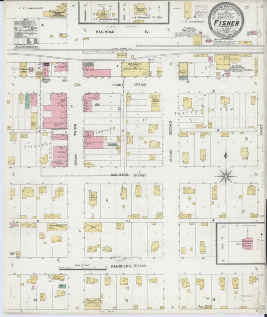 Sanborn Fire Insurance Map from Fisher, Champaign County, Illinois (1906), Sheet #0001 - Historic Sanborn Fire Insurance Map Print, vintage old map wall art, antique decor, genealogy gift, Illinois Illinois map