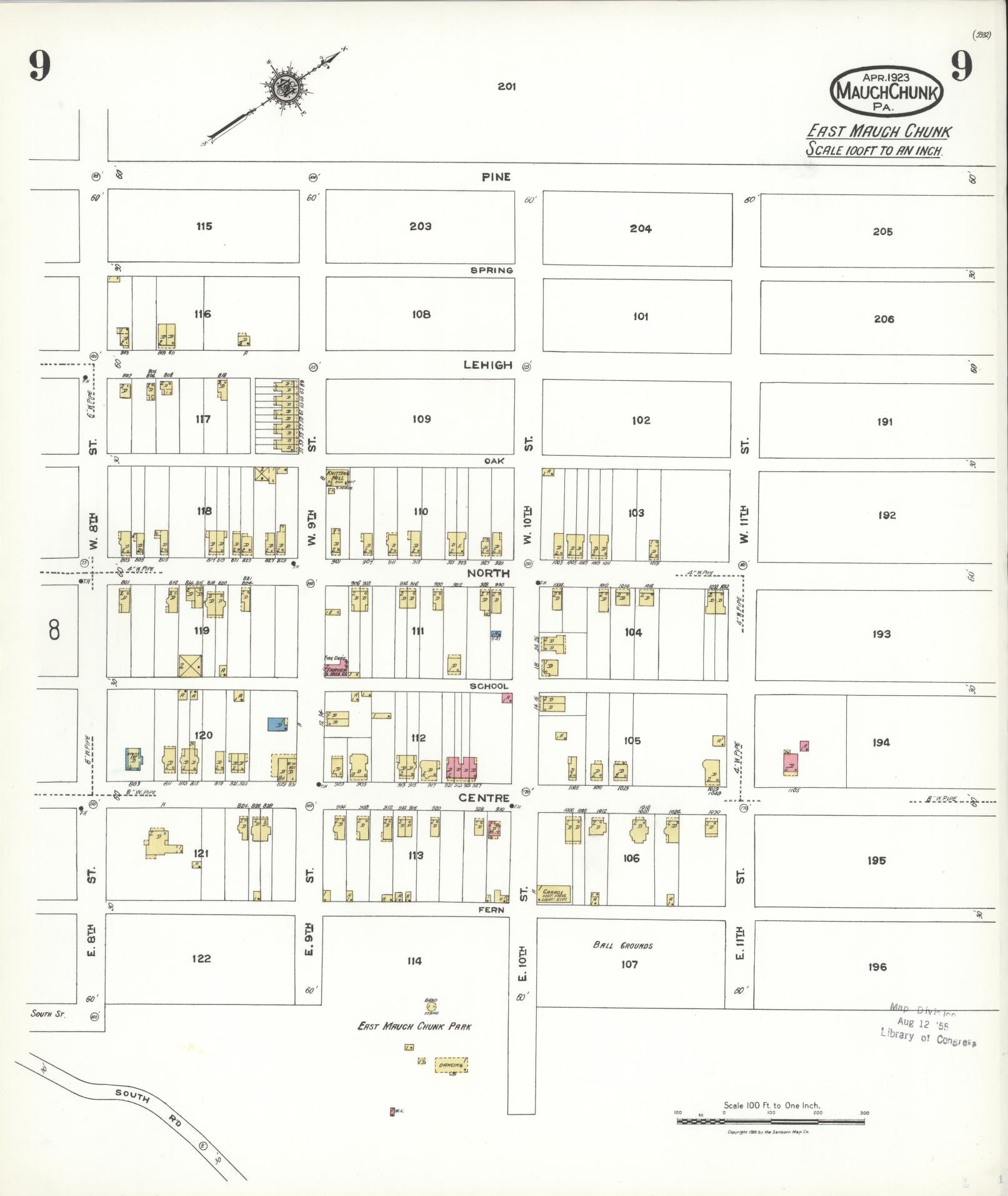 Sanborn Fire Insurance Map from Mauch Chunk, Carbon County, Pennsylvania (1923), Sheet #0009 - Complete Map Set gallery image, historic Sanborn map, vintage wall art, Pennsylvania Pennsylvania