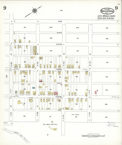 Sanborn Fire Insurance Map from Mauch Chunk, Carbon County, Pennsylvania (1923), Sheet #0009 - Complete Map Set gallery image, historic Sanborn map, vintage wall art, Pennsylvania Pennsylvania