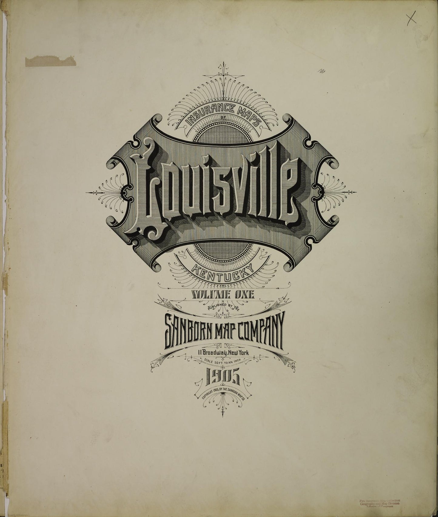 Sanborn Fire Insurance Map from Louisville, Jefferson County, Kentucky (1905), Sheet #0001 - Historic Sanborn Fire Insurance Map Print, vintage old map wall art, antique decor, genealogy gift, Kentucky Kentucky map