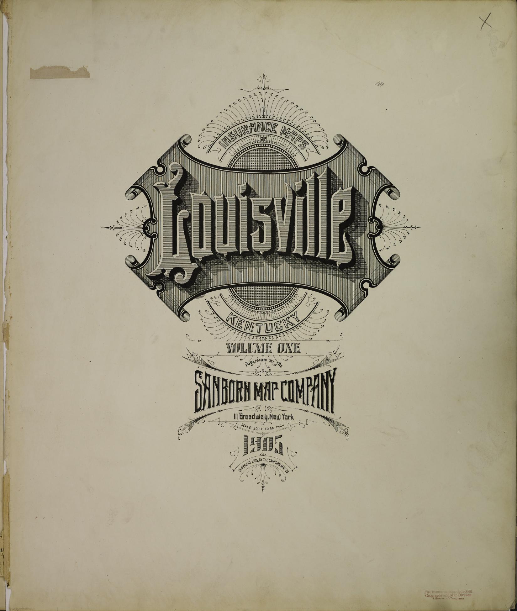 Sanborn Fire Insurance Map from Louisville, Jefferson County, Kentucky (1905), Sheet #0001 - Historic Sanborn Fire Insurance Map Print, vintage old map wall art, antique decor, genealogy gift, Kentucky Kentucky map