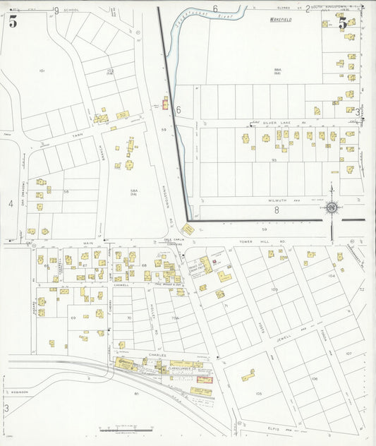 Sanborn Fire Insurance Map from South Kingstown, Washington County, Rhode Island (1935), Sheet #0005 - Historic Sanborn Fire Insurance Map Print, vintage old map wall art, antique decor, genealogy gift, Rhode Island Rhode Island map
