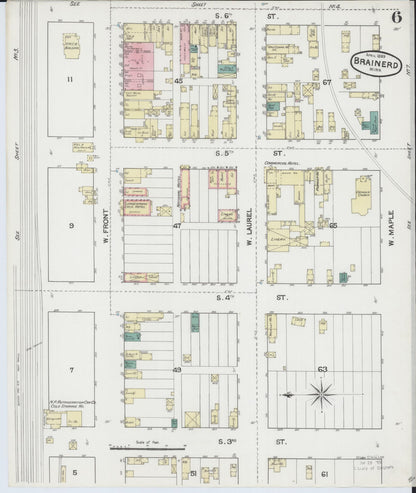 Sanborn Fire Insurance Map from Brainerd, Crow Wing County, Minnesota (1889), Sheet #0006 - Complete Map Set gallery image, historic Sanborn map, vintage wall art, Minnesota Minnesota