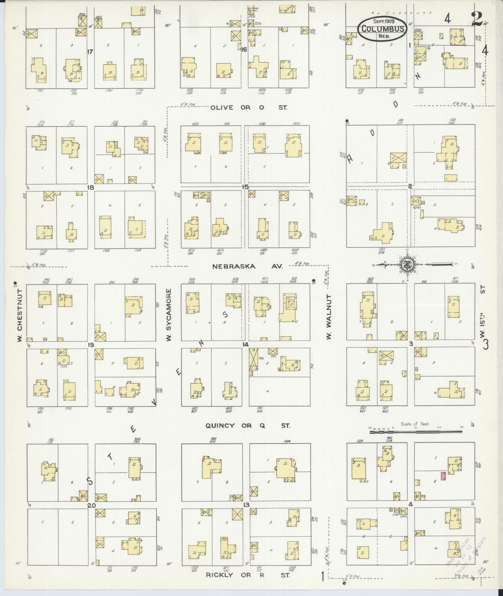 Sanborn Fire Insurance Map from Columbus, Platte County, Nebraska (1909), Sheet #0002 - Historic Sanborn Fire Insurance Map Print, vintage old map wall art, antique decor, genealogy gift, Nebraska Nebraska map