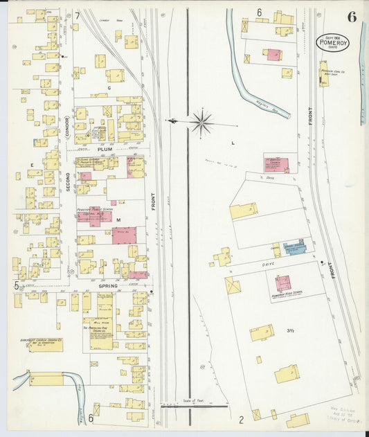 Sanborn Fire Insurance Map from Pomeroy, Meigs County, Ohio (1908), Sheet #0006 - Historic Sanborn Fire Insurance Map Print, vintage old map wall art, antique decor, genealogy gift, Ohio Ohio map