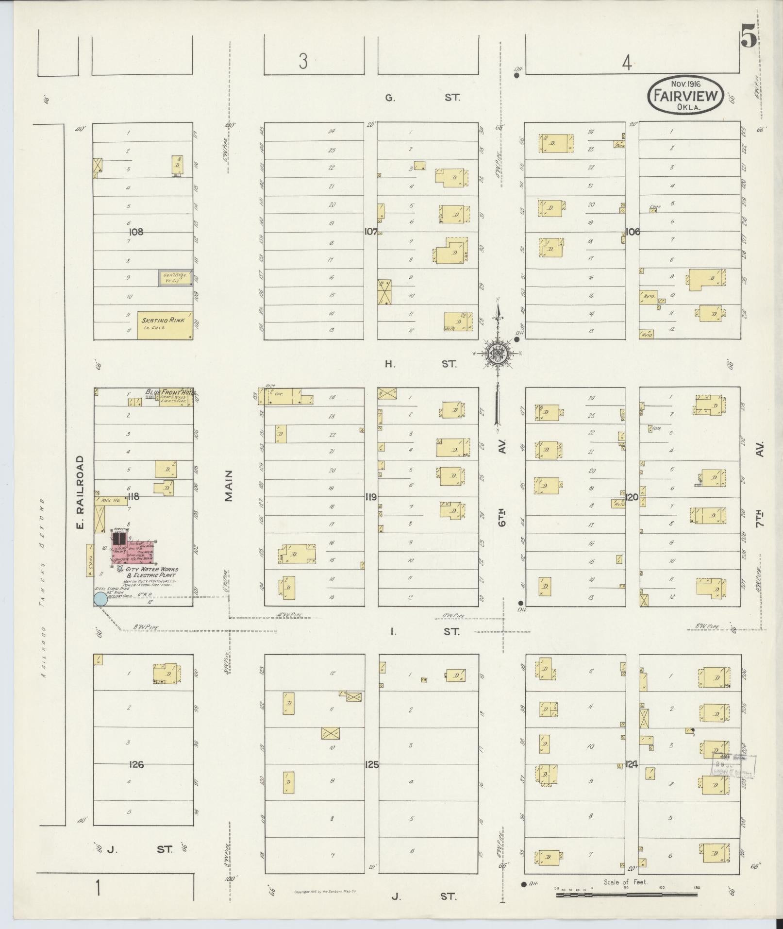 Sanborn Fire Insurance Map from Fairview, Major County, Oklahoma (1916), Sheet #0005 - Complete Map Set gallery image, historic Sanborn map, vintage wall art, Oklahoma Oklahoma