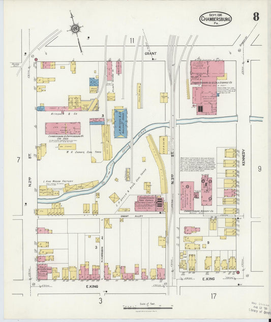 Sanborn Fire Insurance Map from Chambersburg, Franklin County, Pennsylvania (1916), Sheet #0008 - Historic Sanborn Fire Insurance Map Print, vintage old map wall art, antique decor, genealogy gift, Pennsylvania Pennsylvania map