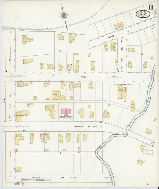 Sanborn Fire Insurance Map from Corinth, Saratoga County, New York (1912), Sheet #0011 - Historic Sanborn Fire Insurance Map Print, vintage old map wall art, antique decor, genealogy gift, New York New York map