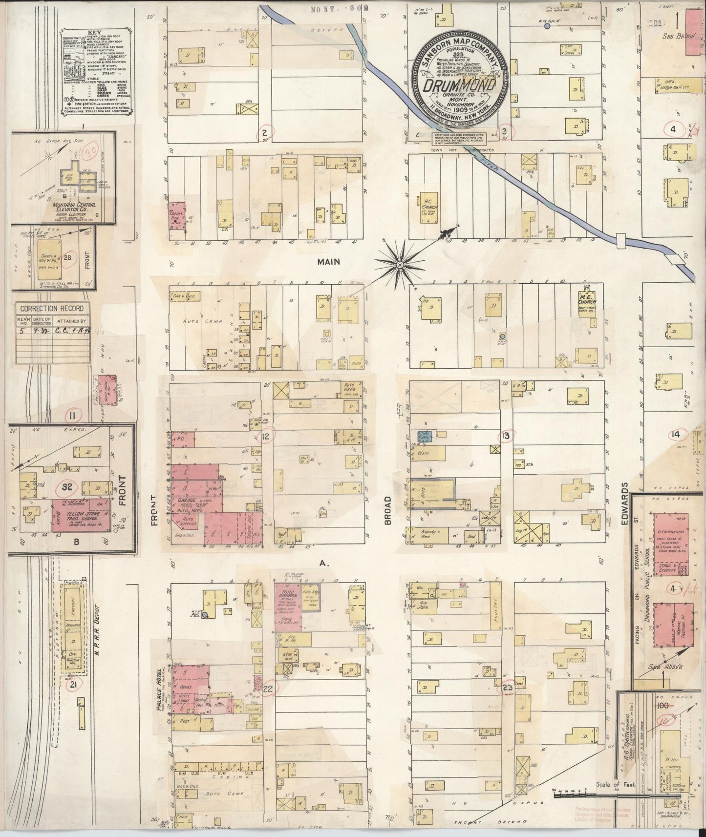 Sanborn Fire Insurance Map from Drummond, Granite County, Montana (1932), Sheet #0001 - Historic Sanborn Fire Insurance Map Print, vintage old map wall art, antique decor, genealogy gift, Montana Montana map