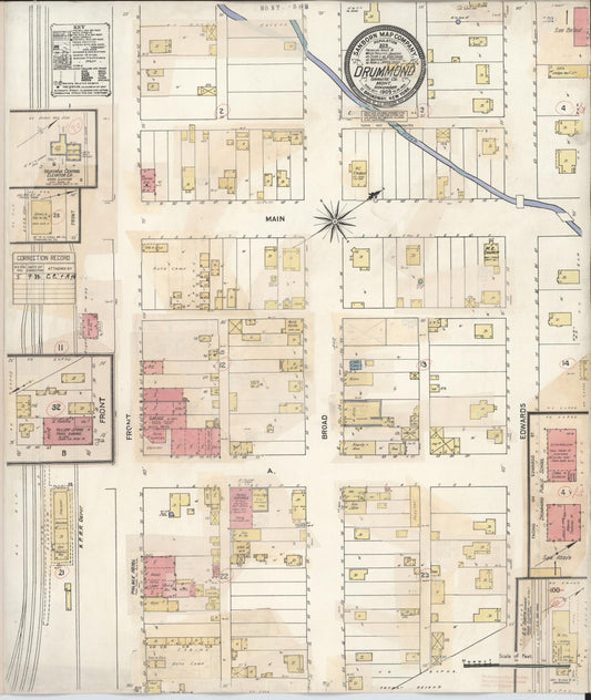 Sanborn Fire Insurance Map from Drummond, Granite County, Montana (1932), Sheet #0001 - Historic Sanborn Fire Insurance Map Print, vintage old map wall art, antique decor, genealogy gift, Montana Montana map
