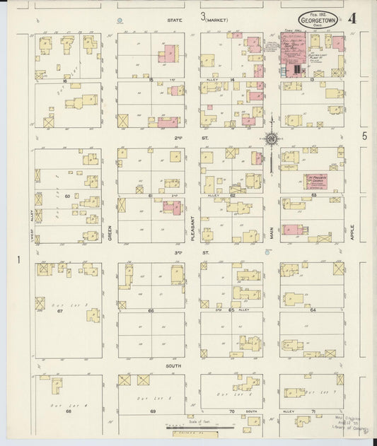 Sanborn Fire Insurance Map from Georgetown, Brown County, Ohio (1912), Sheet #0004 - Historic Sanborn Fire Insurance Map Print, vintage old map wall art, antique decor, genealogy gift, Ohio Ohio map