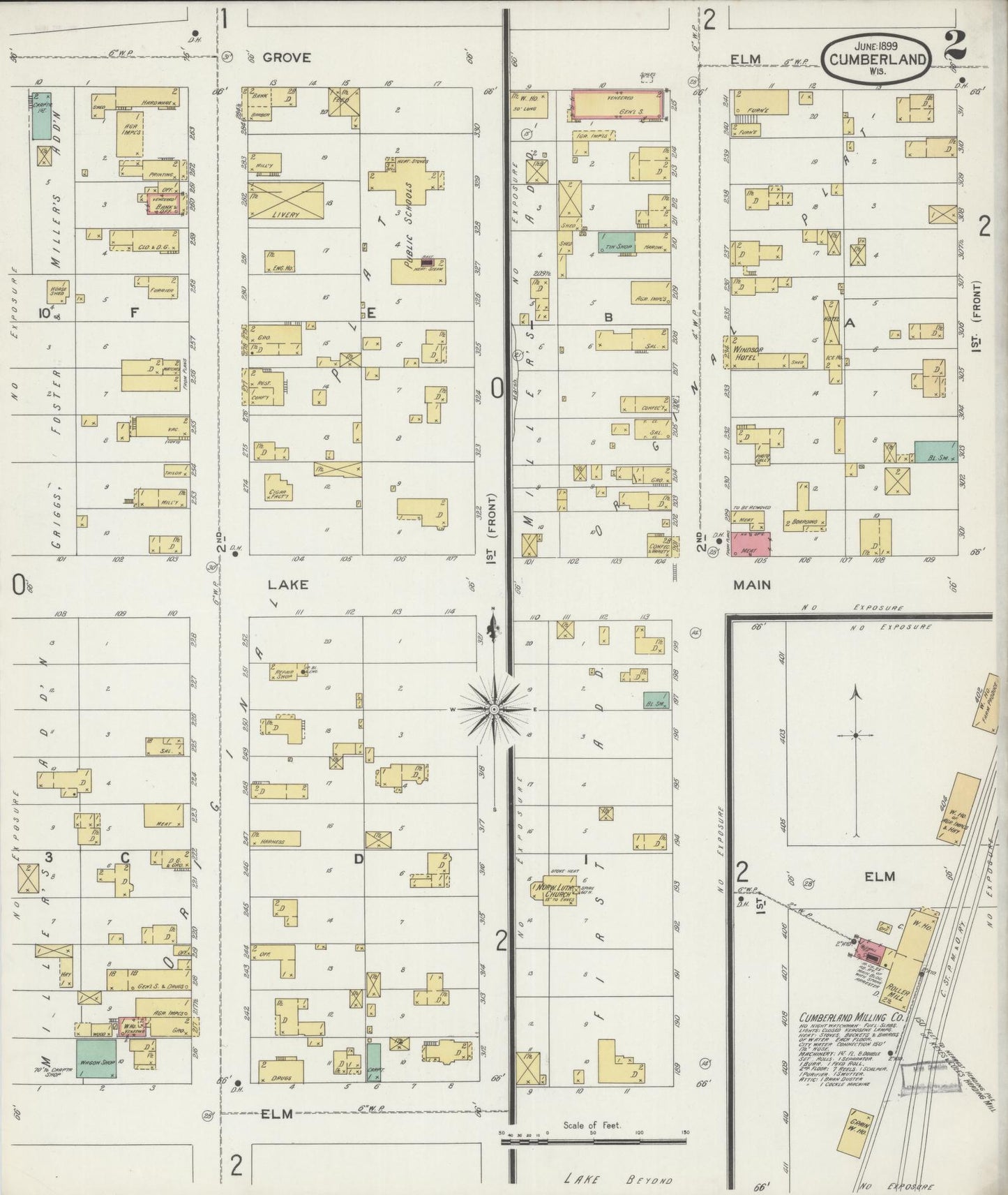 Sanborn Fire Insurance Map from Cumberland, Barron County, Wisconsin (1899), Sheet #0002 - Historic Sanborn Fire Insurance Map Print, vintage old map wall art, antique decor, genealogy gift, Wisconsin Wisconsin map