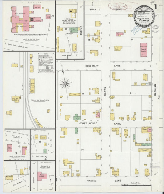 Sanborn Fire Insurance Map from Romney, Hampshire County, West Virginia (1899), Sheet #0001 - Complete Map Set gallery image, historic Sanborn map, vintage wall art, West Virginia West Virginia